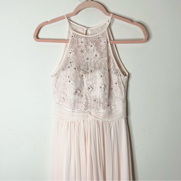 Forever New Women's Maxi Dress Long Lace beaded bodice Chiffon Pale Pink 2 - Picture 4 of 15